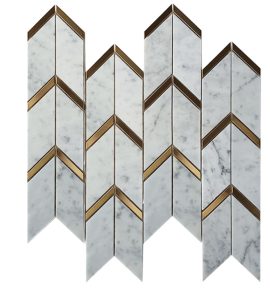 Carrara white & Metal gold