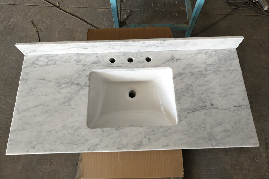 Bianco Carrara Vanity-top With Sinks Carton Packing