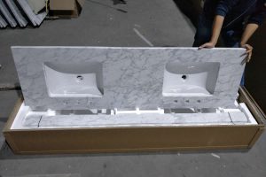 Bianco Carrara Vanity-top With Sinks Carton Packing