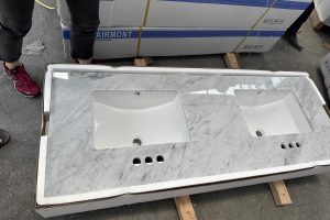 Bianco Carrara Vanity-top With Sinks Carton Packing