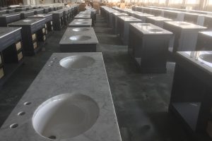 Bianco Carrara Vanity-top With Sinks Carton Packing