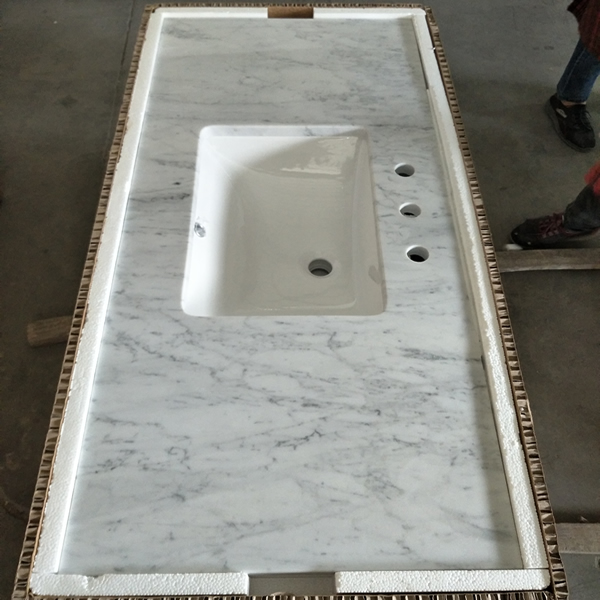 Bianco Carrara Vanity-top With Sinks Carton Packing