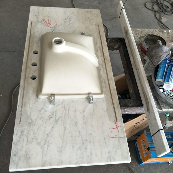 Bianco Carrara Vanity-top With Sinks Carton Packing