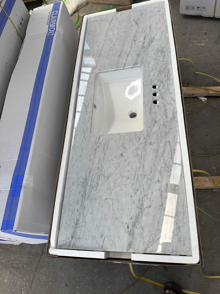 Bianco Carrara Vanity-top With Sinks Carton Packing